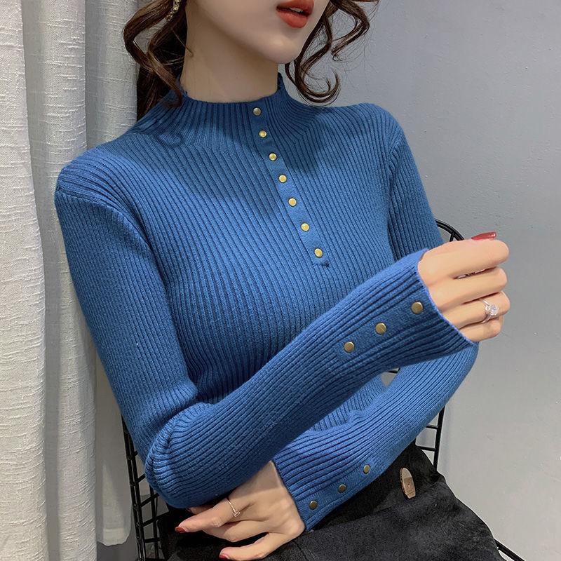 Half-high Neck Bottoming Sweater Women Fall/winter Long-sleeved Stretch Slim-fit Inner Base Sweater Women's Top Sweater