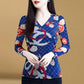 Spring and Autumn Round Neck Women's Long-sleeved T-shirt Printed Loose Top Mother Clothes