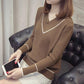 6 Colors Women Soft Sweater Solid Color V-neck Bottoming Knitwear Top Bottoming Shirt Top