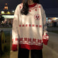 Autumn  Winter Women's Loose Santa Claus Snowflake Long-sleeved Pullover Loose Bottoming Sweater Knited  Top