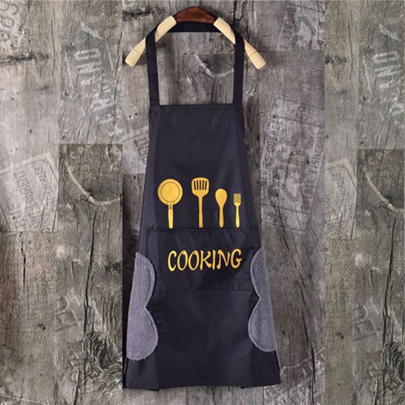 Hand-wiping Apron Female Adult Pocket Overalls Kitchen Overalls Baking Room Overalls Kitchen Aprons Waterproof and Oil-proof