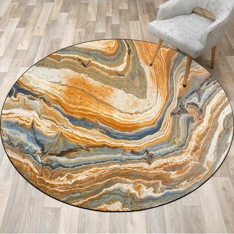 Round Carpet Fashion Modern Nordic Abstract Rock Pattern Living Room Carpet Bedroom Hanging Basket Chair Round Non-slip Floor Mat Carpet