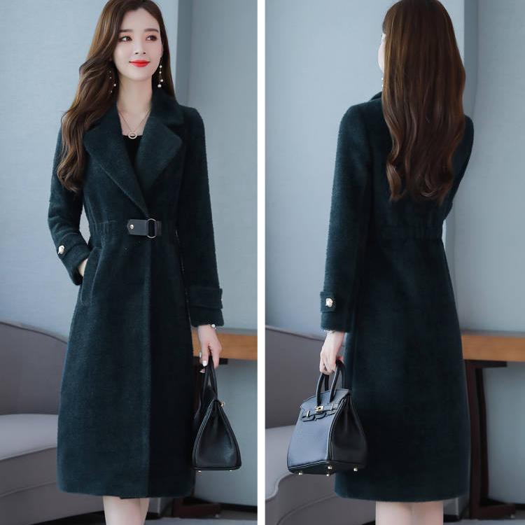 Women Woolen Coat 2019 Casual Women Jacket Medium Long Solid  Long Sleeve Women Woolen Jacket