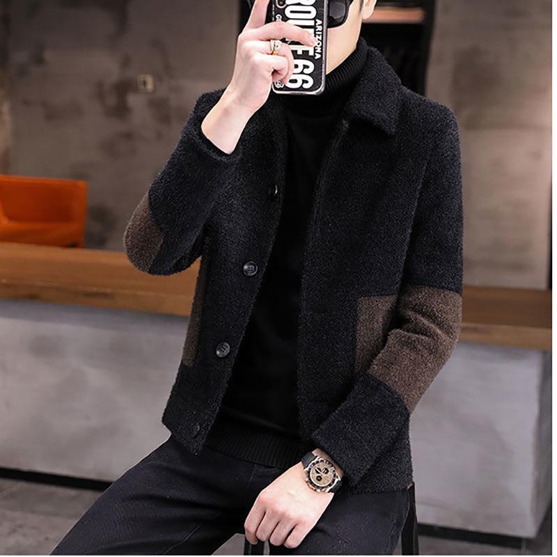 Short Stitching Men's Jacket Autumn and Winter Fashion Trend Slim Single-breasted Youth Jacket