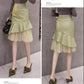 Mesh Splicing Skirt High Waist Skirt Fish Tail Skirt Bag Hip Skirt
