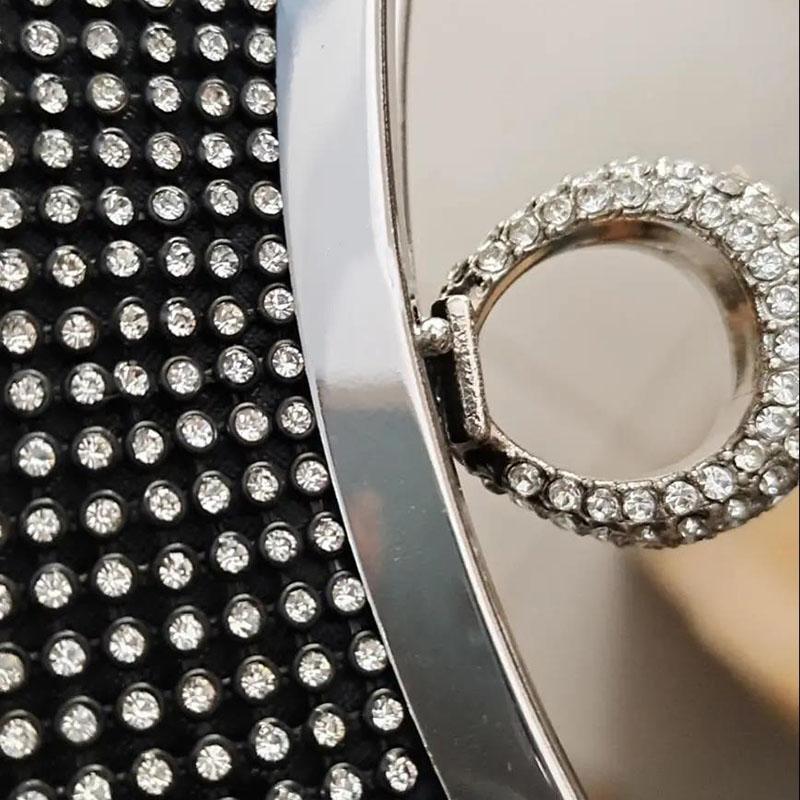 Women's Clutch Bag Elegance Luxury Shoulder Bag Ladies Wedding Evening Banquet Bridal Rhinestones Smooth Metal