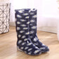 Rain Boots Women Print PVC Waterproof Shoes for Girls Knee-high Slip on Anti Skip Boots Long Tube Boots Fashion Size 36-41