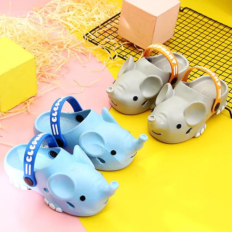 Kids Slippers Summer Boys Girls Soft Sole Flat Anti-slip Casual Elephant Slippers Household Shower Casual Versatile Beach Deformation Slippers