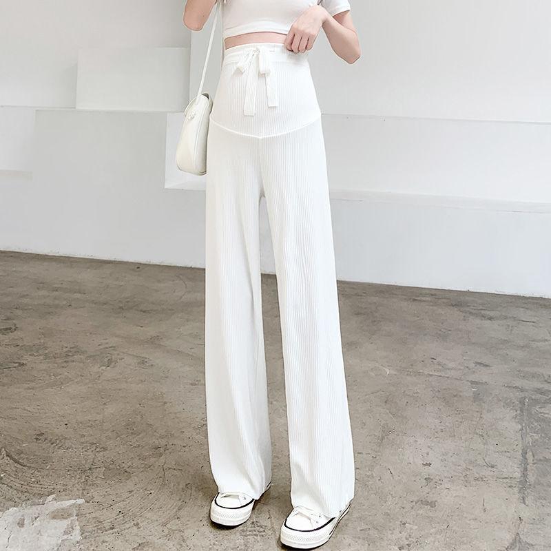 Pregnant Women's Pants Fashion Ice Silk Wide-leg Pants Spring Summer and Autumn Loose Straight Casual Maternity Wear