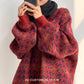 Winter Houndstooth Half Turtleneck Sweater Women's Loose All-match Thick and Soft Retro Hong Kong Style Knitted Sweater Jacket Tide