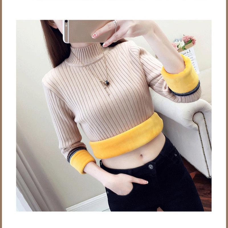 Half Turtleneck Sweater Autumn and Winter Fashion Sexy Slim Slimming Bottoming Shirt