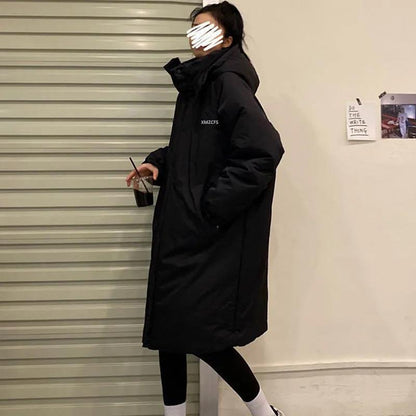 Down Padded Jacket Women's Winter Mid-length Korean Style Padded Jacket Parker Thick Bread Jacket Loose Padded Jacket