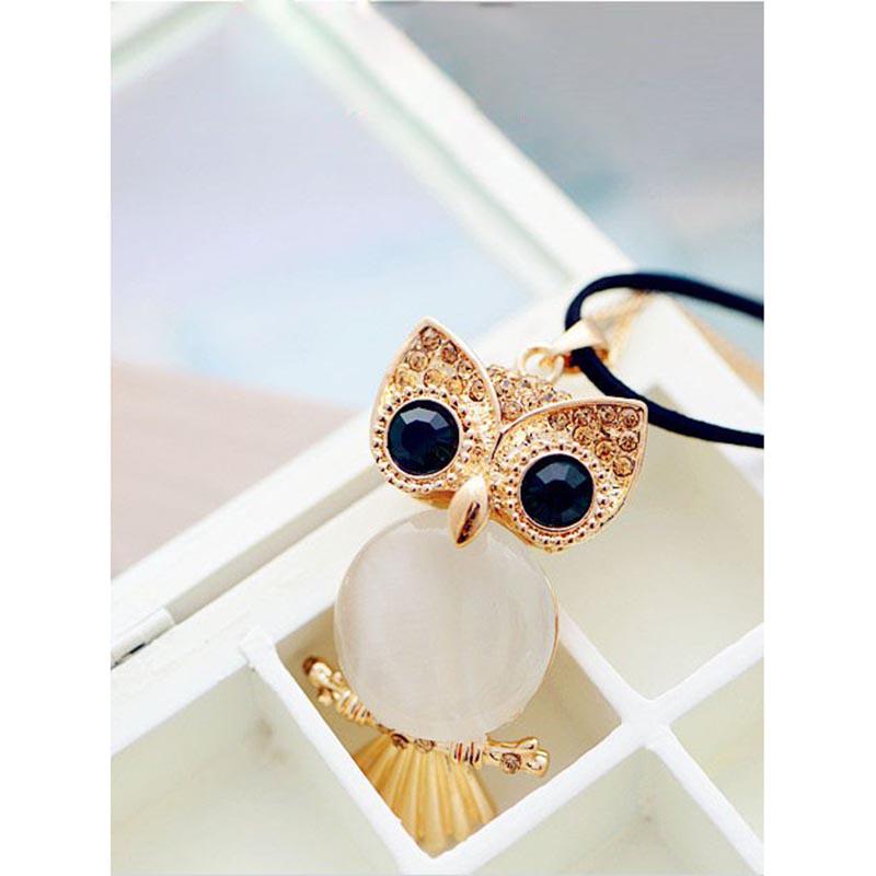Green Eye Owl Necklace Decorative Long Necklace Sweater Chain New Year Gift