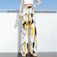 Color Striped Wide-leg Pants Ladies Summer High Waist Loose Thin Ice Silk Straight and Thin Casual Mopping Trousers