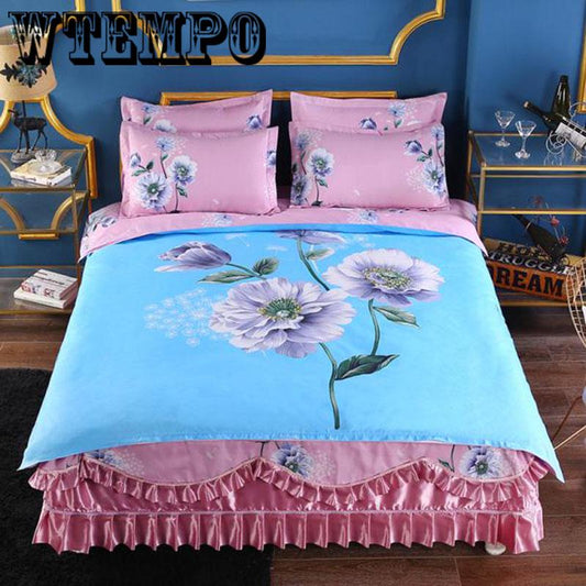 Luxury Bed Skirt Lace Bedspread Bedspreads Bed Sheet Set for Wedding Decorative Room Bedding