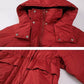 Women's Down Jacket Over-the-knee White Duck Down Mid-length Padded Waist Hooded Jacket