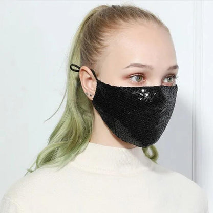 Ladies Cotton Sequin Masks Fall Winter High Quality Masks Warm Anti-smog Masks Solid Cotton Breathable Masks Adult Windproof Holiday Party Masks