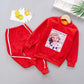 Double-faced Fleece Girls Two-piece Long-sleeved Plus Fleece Sweater Pants Spring, Autumn and Winter  Simple Fashion Suit Middle Small Children