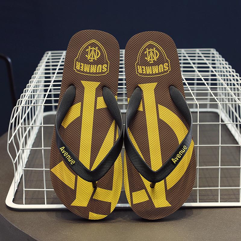 Designer Printed Black Men's Flip-Flops Soft Comfortable Non Slip Summer Beach Slippers Men Couple Outdoor Flat Mens Slippers
