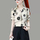Short-sleeved Chiffon Shirt Ladies Temperament Shirt Summer Top Women's Small Shirt V-neck Neckline Tie Bowknot Fabric Light and Breathable