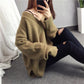 Women Casual V-Neck Long Sleeve Solid Loose Knitwear Pullover Sweater