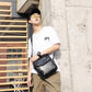Business Briefcase Men Black Leather Large-capacity Anti-theft Shoulder Computer Mobile Phone Bag