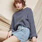 Autumn and Winter Loose and Simple Curled Long-sleeved Round Neck Solid Color Was Thin and All-match Pullover Student Sweater Women