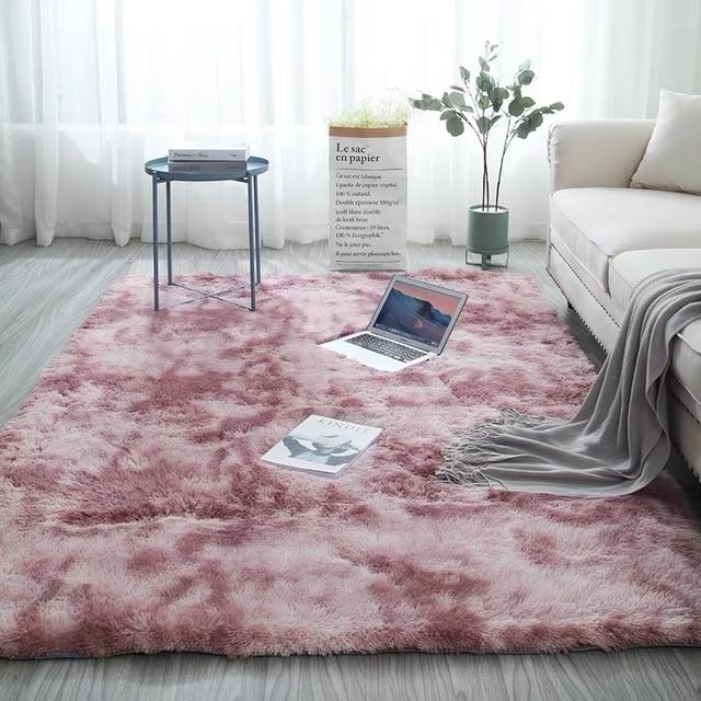 Tie-dyed Plush Living Room Soft Carpet Bedroom Non-slip Floor Mat Bedroom Absorbent Carpet