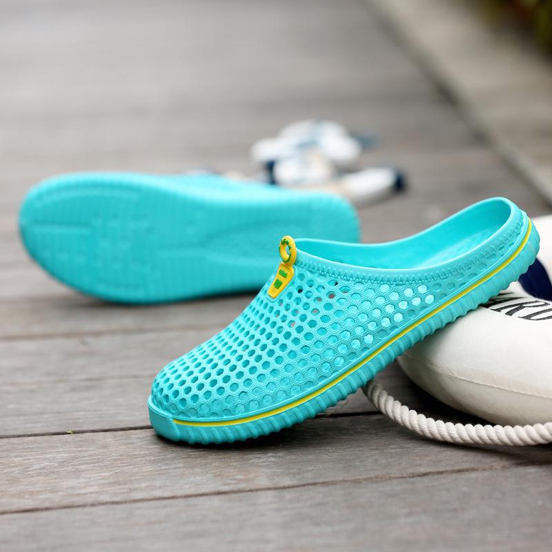 Summer Couple Candy Color Hole Shoes Breathable Half Support Beach Shoes Sandals Male