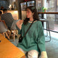 Autumn and Winter Loose Sweet Stitching Knitted Long-sleeved Fashion Sweater Women