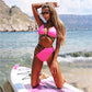 Strap Swimsuit Split Bikini Leopard Print Hollow European and American Sexy Beach Spring Swimsuit Female Vacation