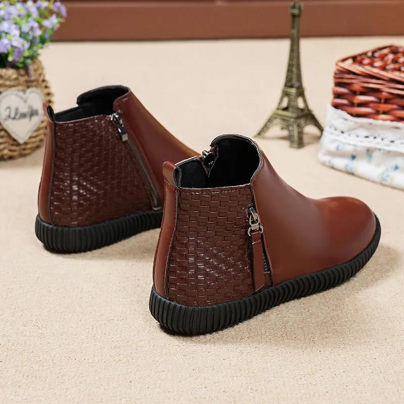 Women's Boots Soft-soled Autumn Winter Boots Warm and Velvet Non-slip Soft-soled Cotton Shoes Flat Shoes