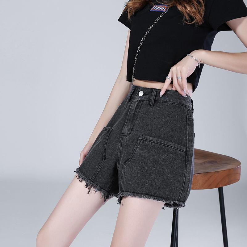 WTEMPO High Waist Denim Shorts Women Loose Spring and Summer Wide Leg A-line Casual Shorts