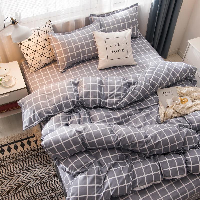 Net Celebrity Four-piece Bedding Cartoon Bed Linen Quilt Sanding Three-piece Student Bedding
