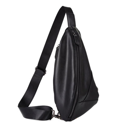 Chest Bag Men's Large Capacity Pu Leather Messenger Bag Outdoor Riding Sports Travel Shoulder Bag