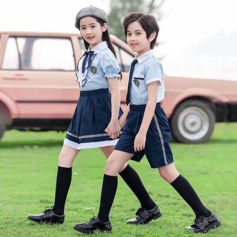 Kindergarten Uniforms Summer 2021 Summer Primary School Students Short-sleeved School Uniform Suit British College Style Class Clothes