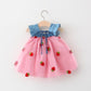 Little Girl Mesh Dress Summer Sweet Princess Skirt Bow Tutu Skirt Girl Backless Sleeveless Vest Skirt A-line Skirt
