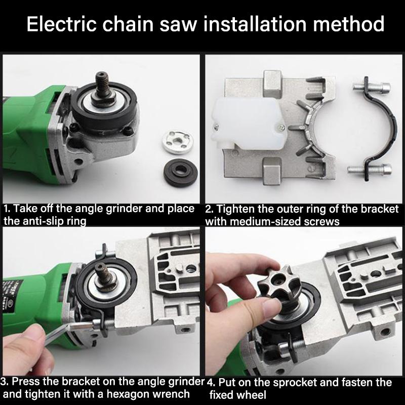 11.5 Inch Chain Saw Plus A Spare Chain Chain Saw Bracket Set with Angle Grinder Wood Sawing Tool
