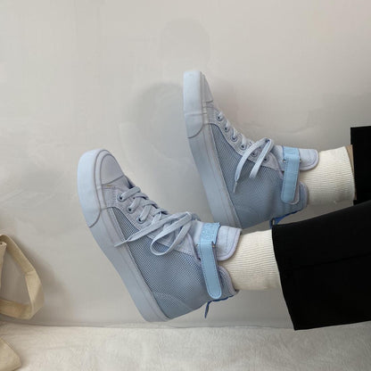 Summer Candy-colored Mesh High-top Canvas Shoes Female Students Korean Version of Ins Wild Breathable Casual Shoes