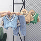 Boys Spring and Autumn Suit Handsome Baby Spring Sweater Vest Three-piece Children's Plaid Shirt Long-sleeved Comfortable Suit