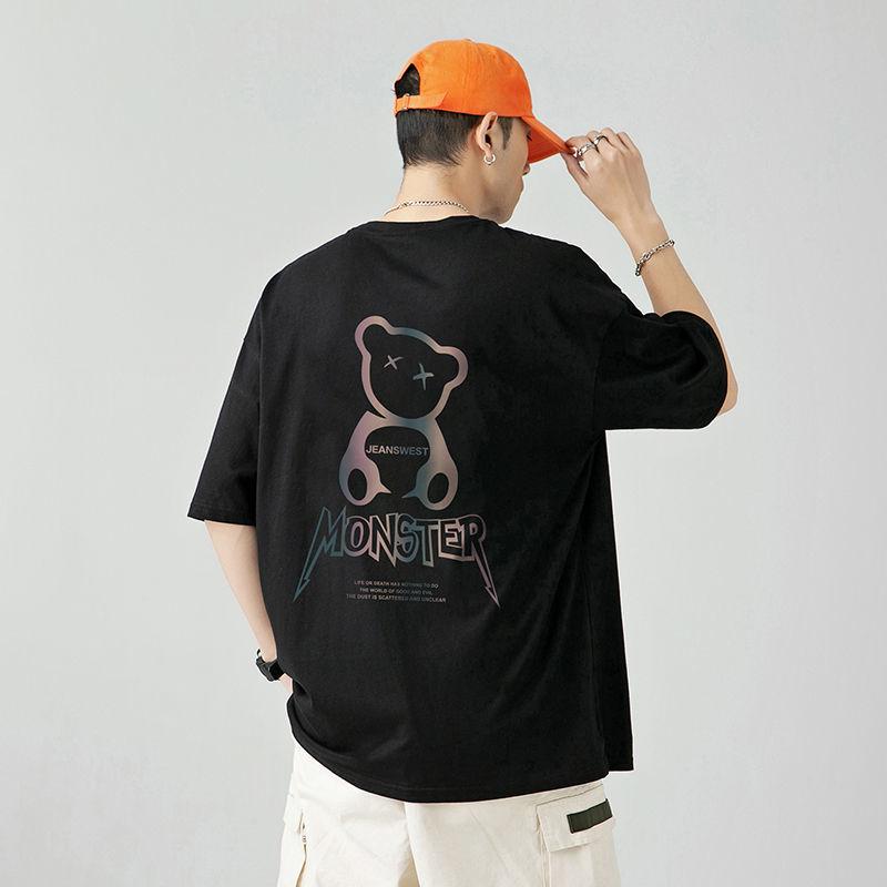 Short-sleeved T-shirt Men's New Loose All-match Cotton Casual Round Neck Cartoon Printed Sports Compassionate Shirt