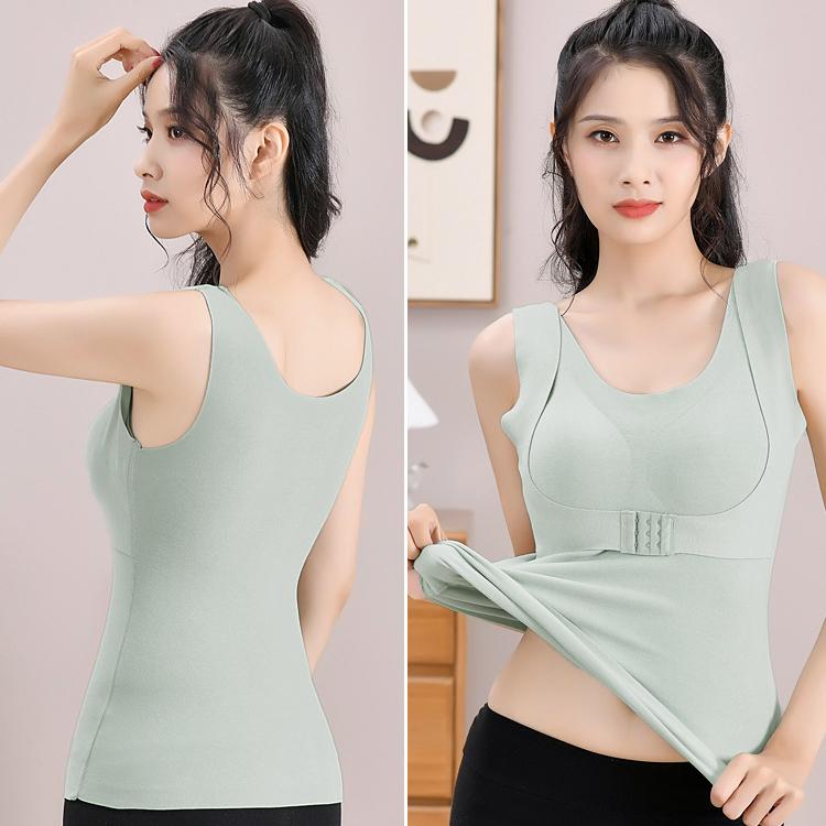 Women Thermal Vest Heavy Compress Tops Winter Underwear Sleeveless Wool Warm Clothing Shaper with Bra Undershirt Inner Wear