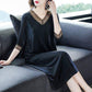 Plus Size Women's Stitching Lace Dress Spring and Summer Half Sleeve Long Skirt Daily Wear
