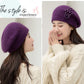 Beret Female Rabbit Fur Hat Autumn and Winter Outdoor Double-layer Thickened Wool Cap Ear Protection Warm Head Cap