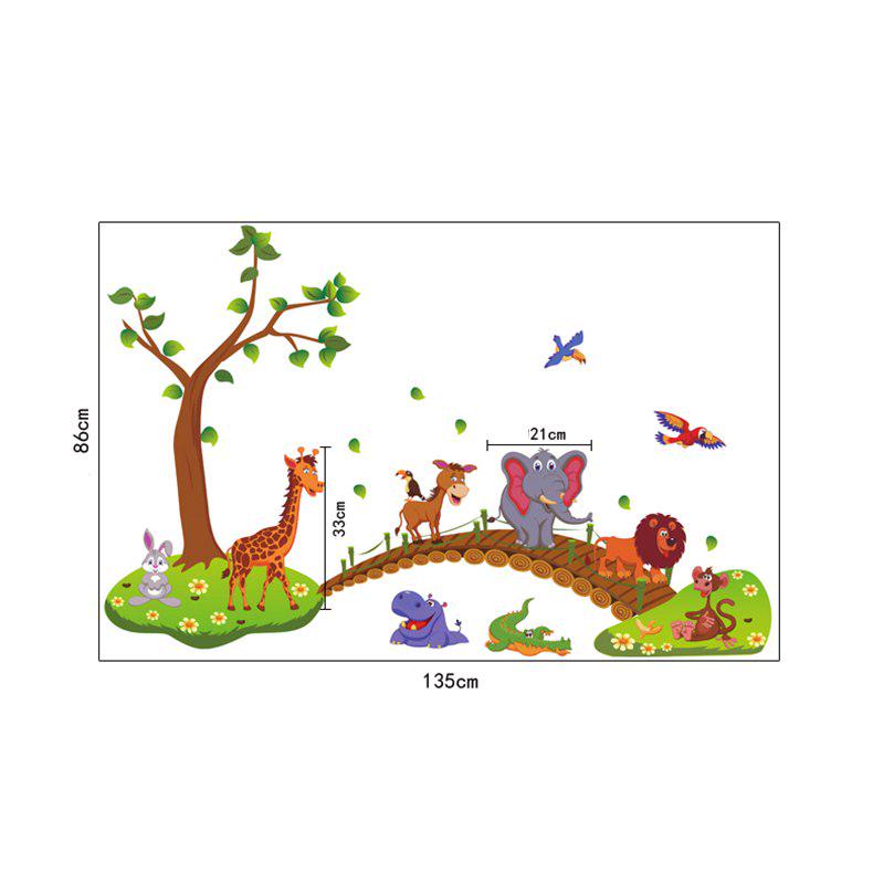 [Wall sticker ]Animal Across Bridge Wall Stickers For Kids Rooms Baby Bedroom Children Decals Lion G