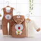 Newborn Autumn and Winter Quilted Three-piece Cotton Padded Jacket Thickened Infant Baby Clothes Hooded Vest and Suspenders Three-piece Cotton Coat