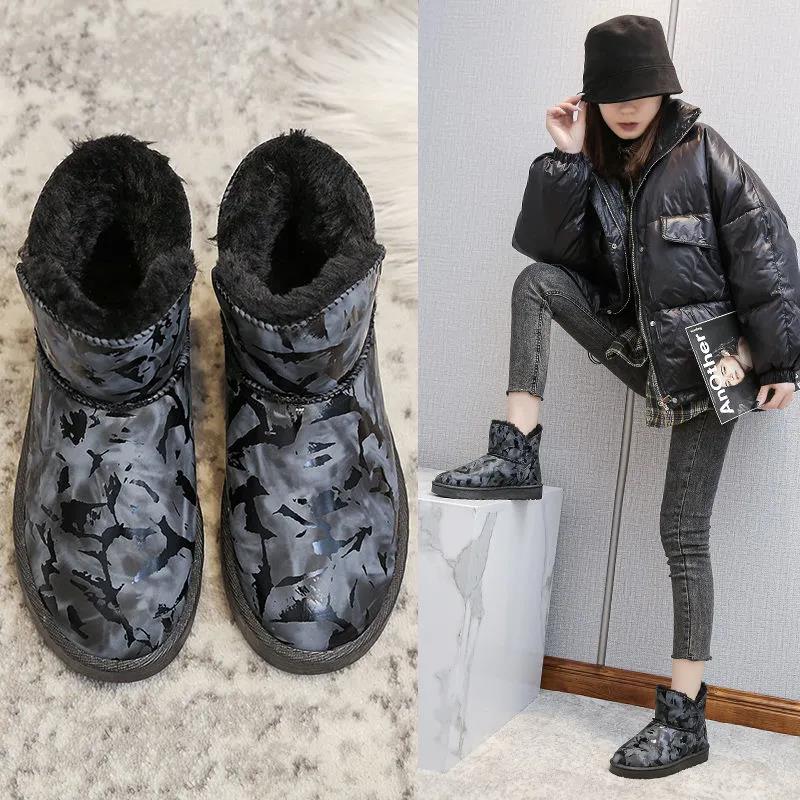 Snow Boots Autumn and Winter Students All-match Short Boots Plus Velvet Warm Cotton Shoes Casual Shoes