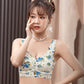 Summer Full Cup Ice Silk Breathable Printing Beautiful Back Comfortable Bra Thin Section Adjustable Gather Anti-sagging Bra