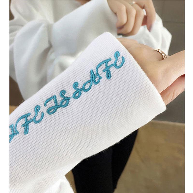 Short Warm Knitwear Autumn and Winter Loose Embroidered Tops High Waist College Style Sweater Women