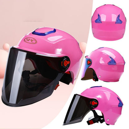 Unisex Battery Car Helmet Four Seasons Breathable Lightweight Sun Protection Helmet Sunscreen Motorcycle Half Helmet